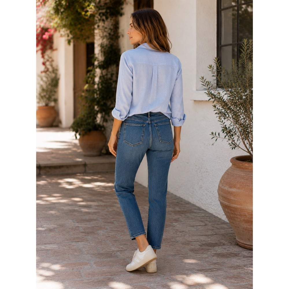 Madewell Mid-Rise Perfect‎ Vintage Jean Distressed Tapered Blue Denim ND511 27 - Picture 3 of 16